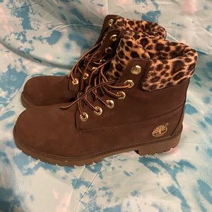 Brown Cheetah Timberlands